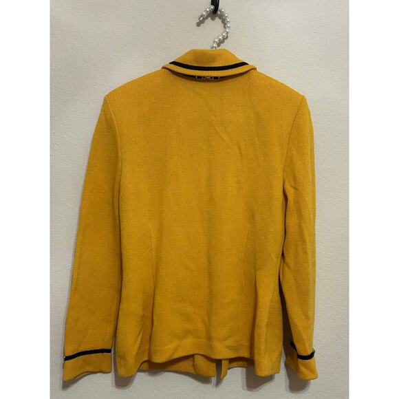 St.John Collection Women's Size 2 Yellow Jacket Santana Knit Blazer TINY FLAW - Picture 9 of 12